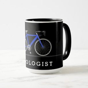 Taza Texto del cicólogo con bicicleta azul