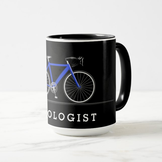 Taza Texto del cicólogo con bicicleta azul (Anverso derecho)