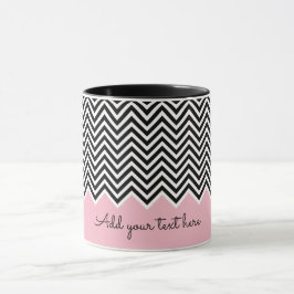 Taza TEXTO del Personalizado de Chevron moderno negro y