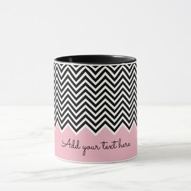 Taza TEXTO del Personalizado de Chevron moderno negro y (Centro)