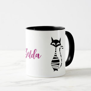 Taza Texto editable de los gatos de mediados de siglo m