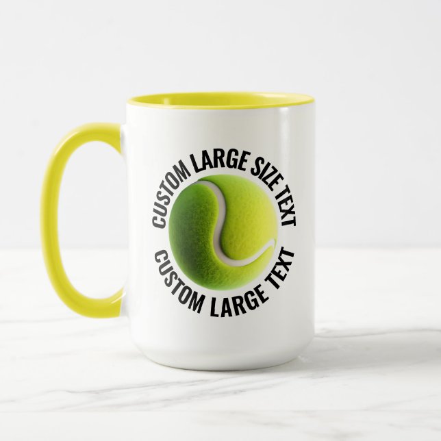 Taza Texto Grande Amarillo Combo 15oz Tenis Personaliza (Izquierda)