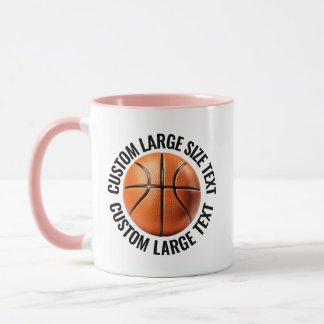 Taza Texto Grande Combo PINK 11oz Baloncesto Personaliz