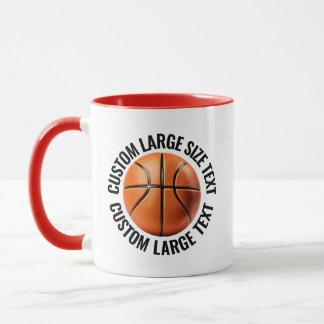 Taza Texto Grande Combo Rojo 11oz Baloncesto Personaliz