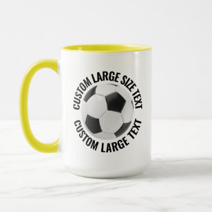 Taza Texto Grande YELLOW Combo 15oz Fútbol Personalizad