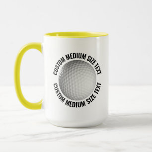 Taza Texto Mediano Amarillo Combo 15oz Golf Personaliza