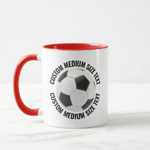 Taza Texto Mediano Combo Rojo 11oz Fútbol Personalizado