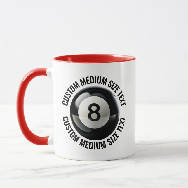 Taza Texto Mediano Combo ROJO 325ml 8 Bola Personalizad (Izquierda)