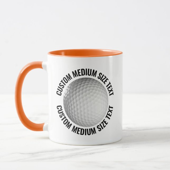 Taza Texto Mediano NARANJA Combo 11oz Golf Personalizad (Izquierda)