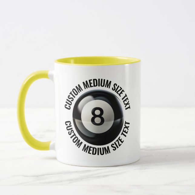 Taza Texto Mediano YELLOW Combo 11oz 8 Ball Personaliza (Izquierda)