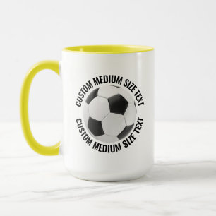 Taza Texto Mediano YELLOW Combo 15oz Fútbol Personaliza
