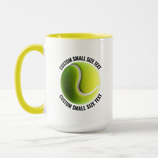 Taza Texto Pequeño Combo Amarillo 15oz Tenis Personaliz (Izquierda)