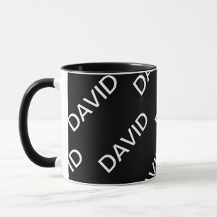 Taza Texto personalizable   Negro y blanco moderno y ne