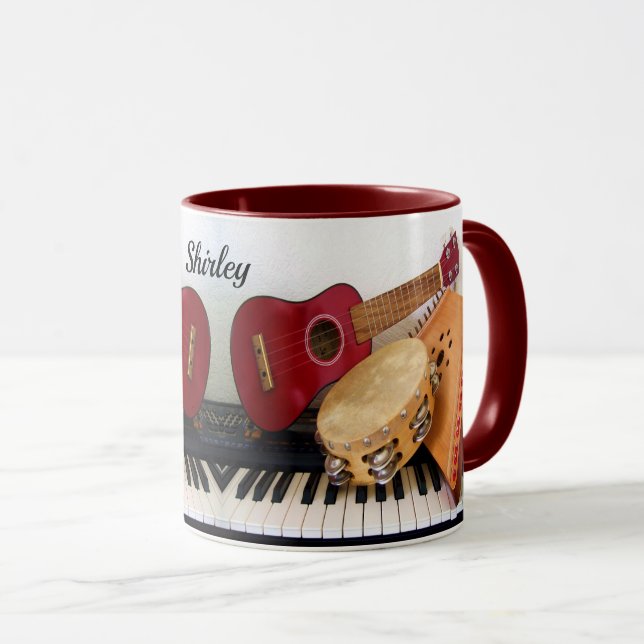 Taza Texto Personalizado de instrumentos musicales pers (Anverso derecho)