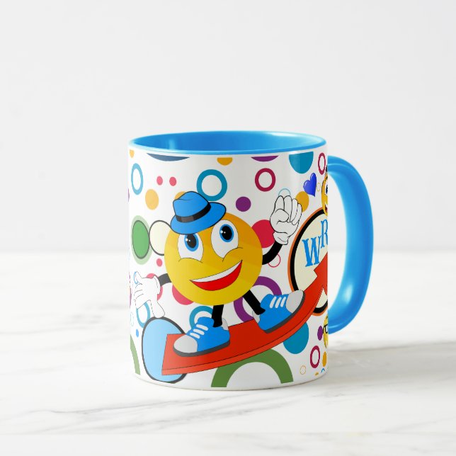 Taza Texto personalizado lindo gracioso Emoji niños (Anverso derecho)