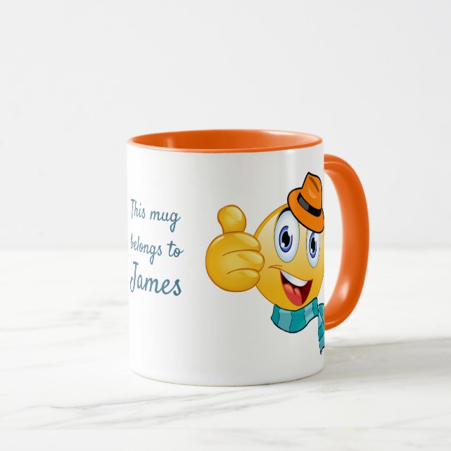 Taza Texto personalizado Miniaturas arriba Emoji con Go (Anverso derecho)