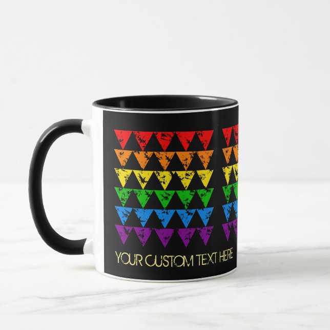 Taza texto personalizado Triángulos de arcoiris (Izquierda)