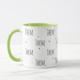 Taza Texto simple lindo "ellos" + corazoncitos pequeños
