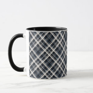 Taza textura blanca clásica de seda tartán a cuadros