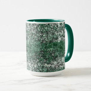 Taza Textura de aceite verde sobre palos y lino