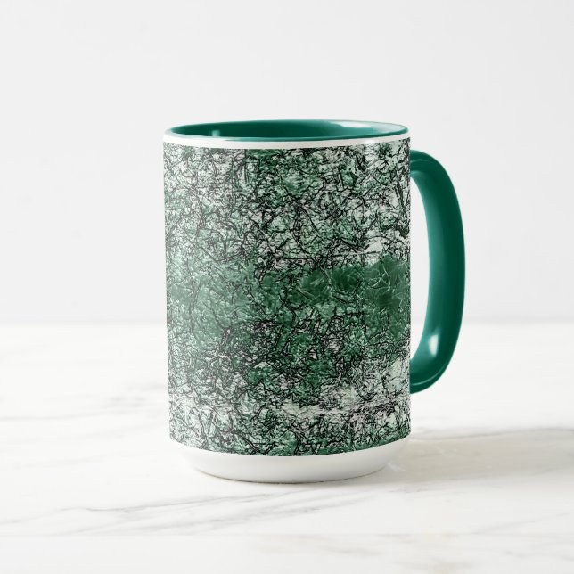 Taza Textura de aceite verde sobre palos y lino (Anverso derecho)