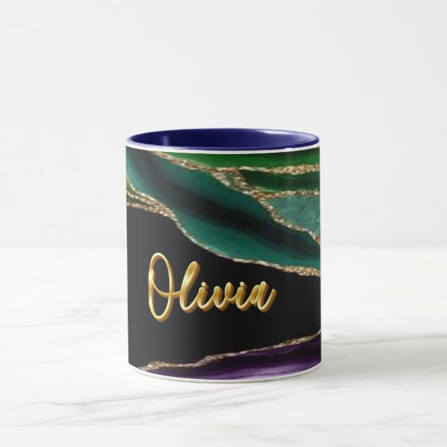 Taza Textura de la agata de pavo real 06 Golden 3D Pers (Centro)