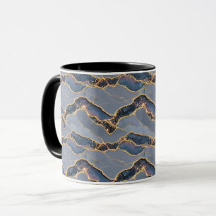 Taza Textura de mármol gris oscuro de lujo con vetas do