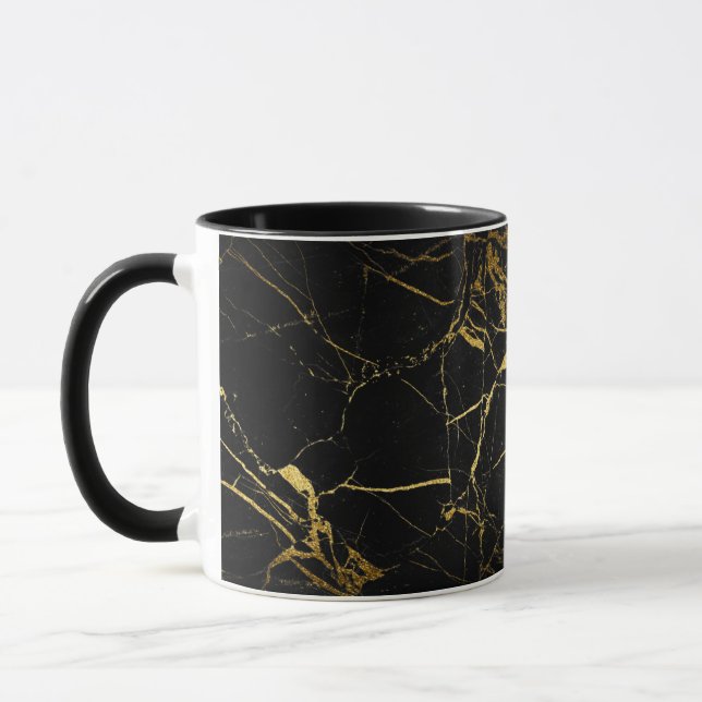Taza Textura de mármol negro y oro de lujo (Izquierda)