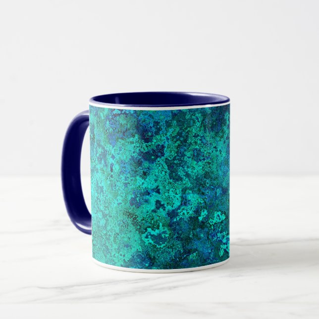 Taza Textura de mármol piedra azul turquesa natural (Anverso izquierdo)