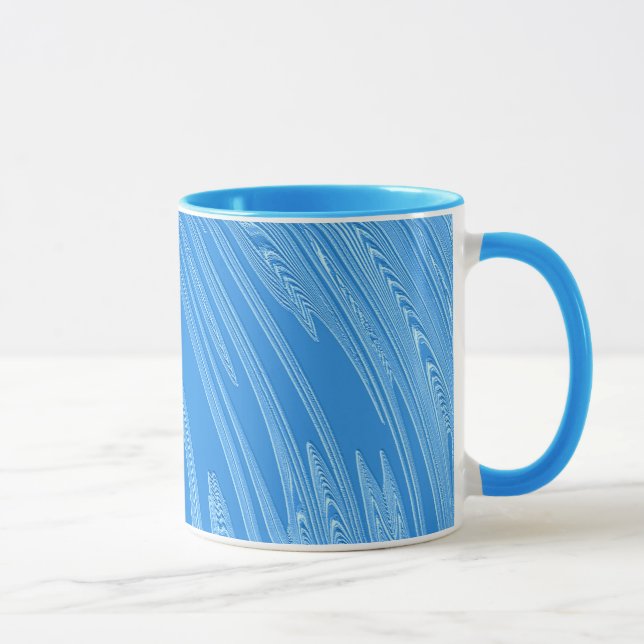 Taza textura metálica de plata azul abstracta (Derecha)