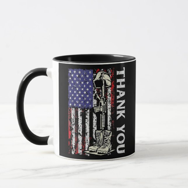Taza Thank You Patriotic s Memorial Day 4th Of July US (Izquierda)