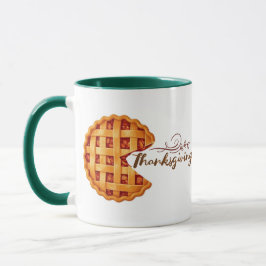 Taza Thanksgiving Pie Slice Retro Arcade Green Handle