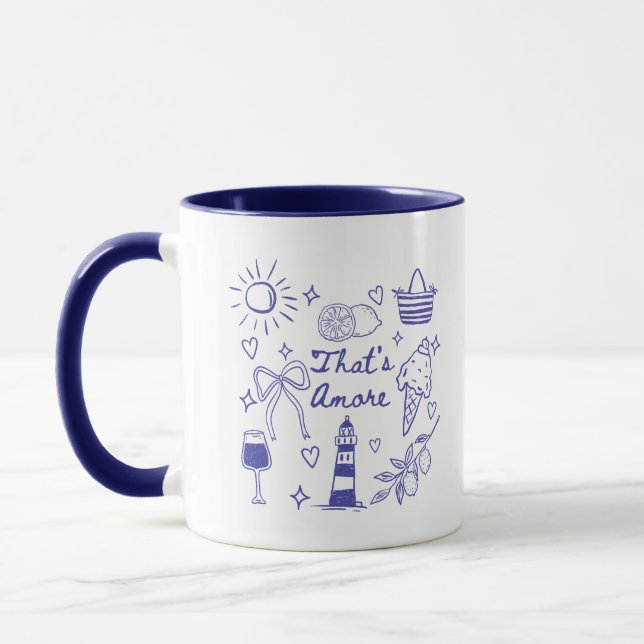 Taza That's Amore Cute Blue Coquette Bow Italian Summer (Izquierda)