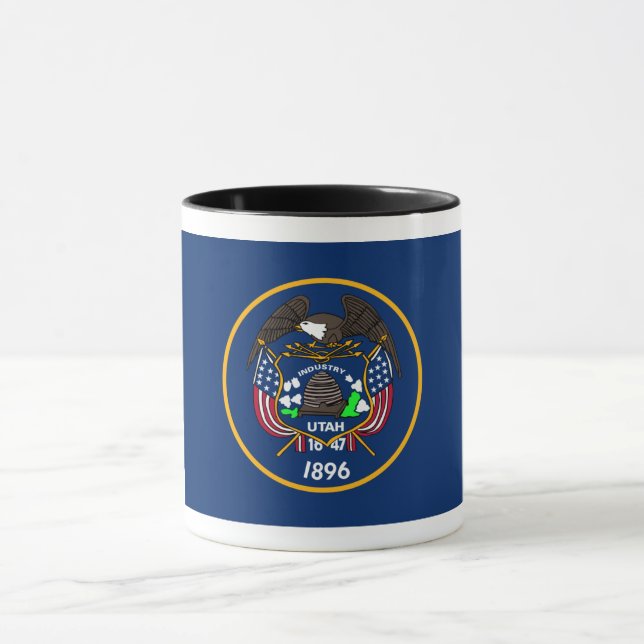 Taza The Beehive State Industry Flag of Utah Frosted Gl (Centro)