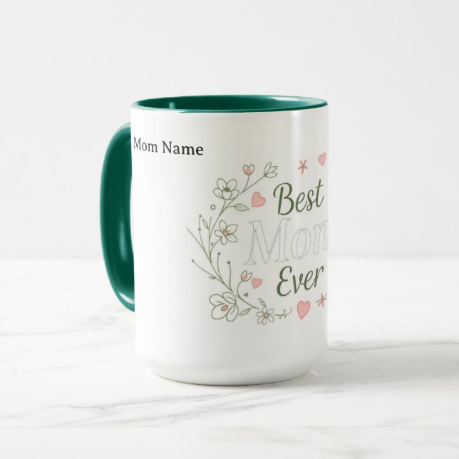 Taza The Best Mom Ever | Luxury Ceramic Gift (Anverso izquierdo)