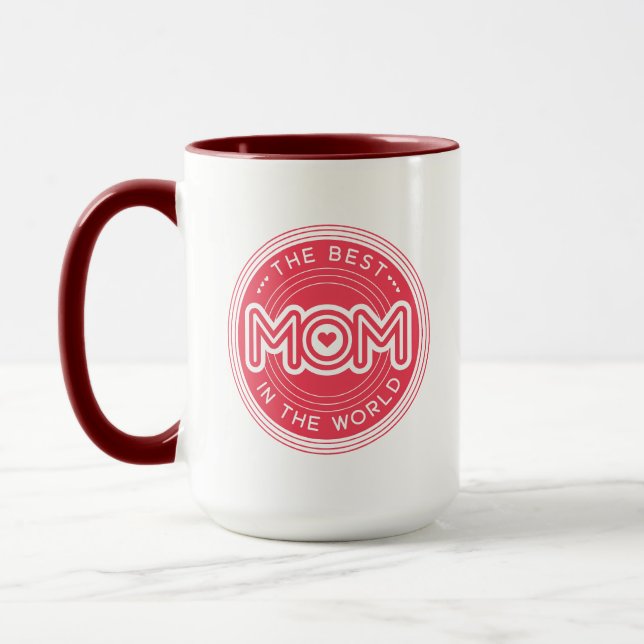 Taza The Best Mom in the World Pink Modern Typography (Izquierda)