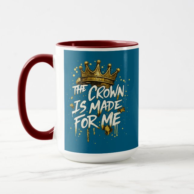 Taza The Crown Is Made For Me Gold Motivational Cup mug (Izquierda)