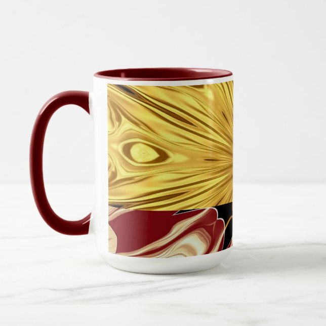 Taza The Gilded Zenith: Molten Gold & Deep Crimson Luxu (Izquierda)