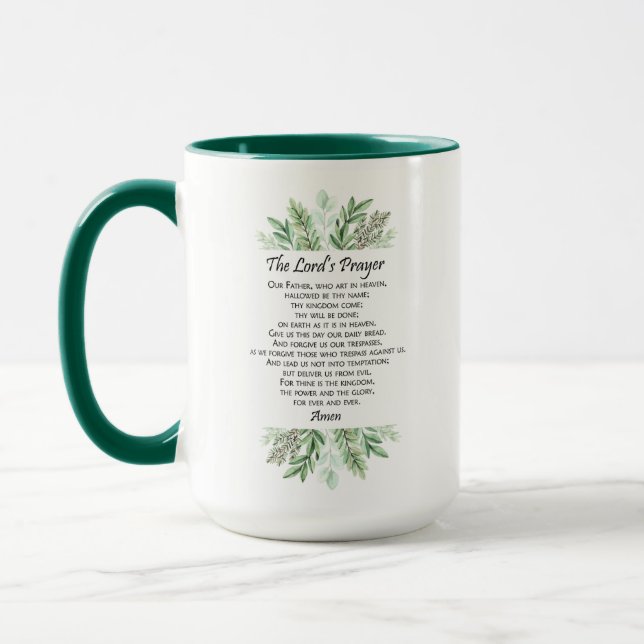 Taza The Lord's Prayer with Greenery ~ Matthew 6:9-13 (Izquierda)