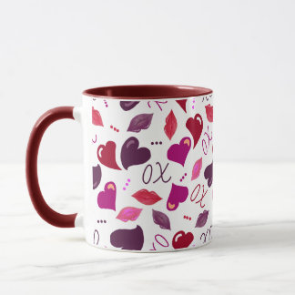 Taza The Love Mug! Valentine Hearts,Lips,XOs