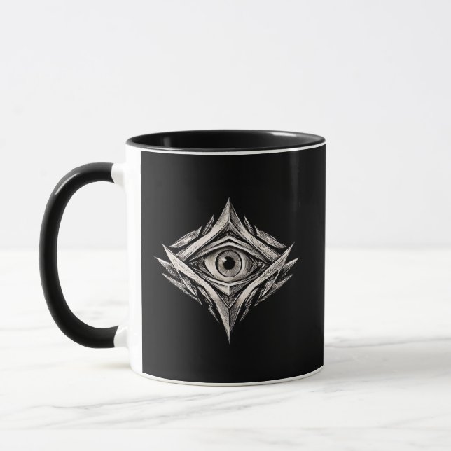 Taza The Observer Core – Geometric Eye of Awareness Art (Izquierda)