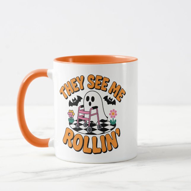 Taza They See Me Rollin' Funny Ghost Walker Quote (Izquierda)