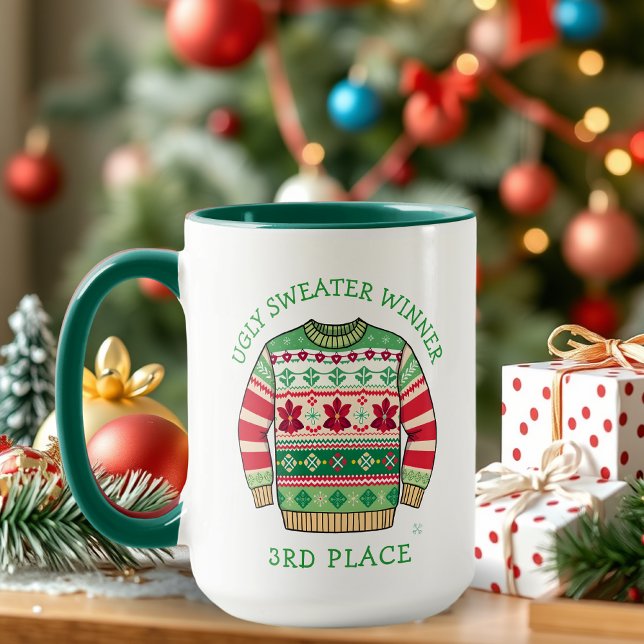Taza Third Place Ugly Sweater Winner Christmas (Subido por el creador)