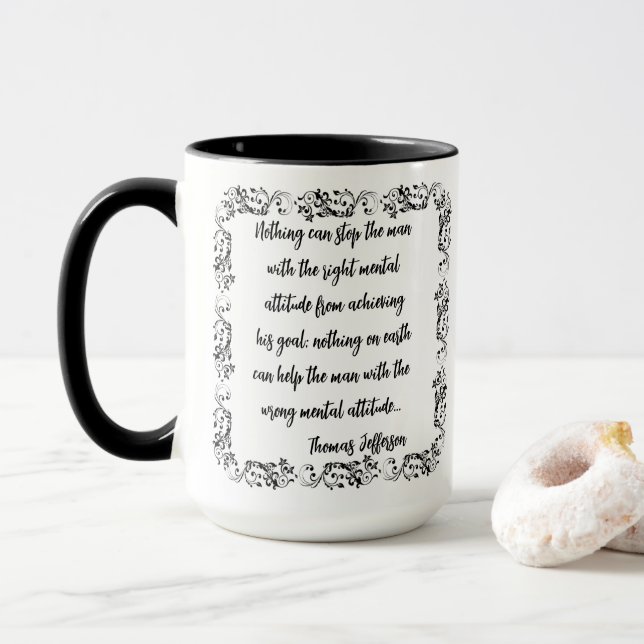 Taza Thomas Jefferson Cita Nada Puede Detener A Man Mug (Con donut)