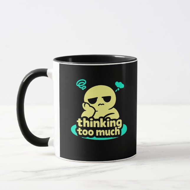 Taza Thoughts on Repeat – Cute Overthinking Coffee (Izquierda)
