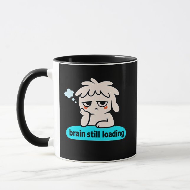 Taza Thoughts Warming Up – Cute Slow Brain Coffee (Izquierda)