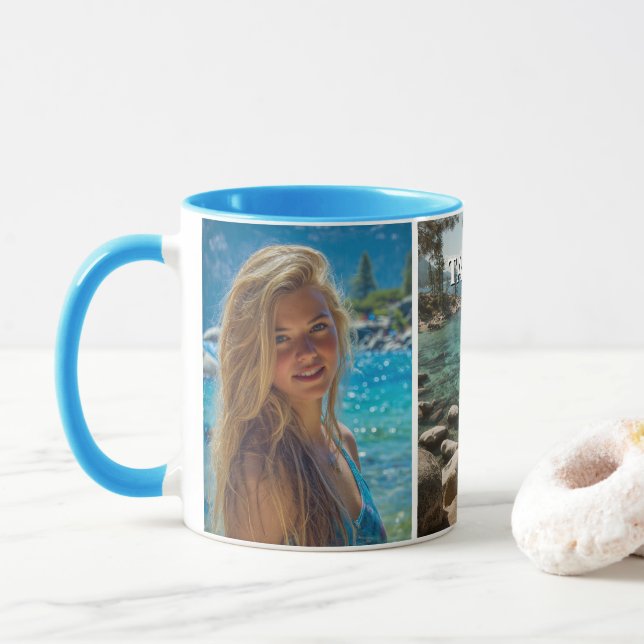 Taza Three Vertical Strip Boho Photo (Con donut)