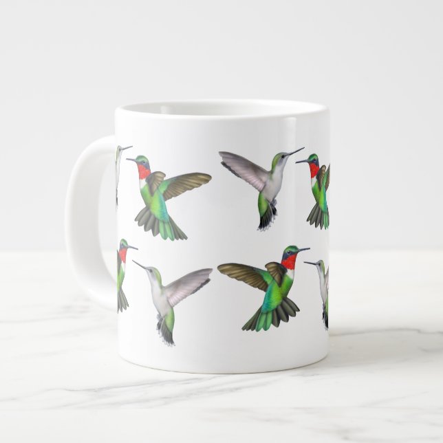 Taza Throated de rubíes de los colibríes del vuelo (Izquierda)