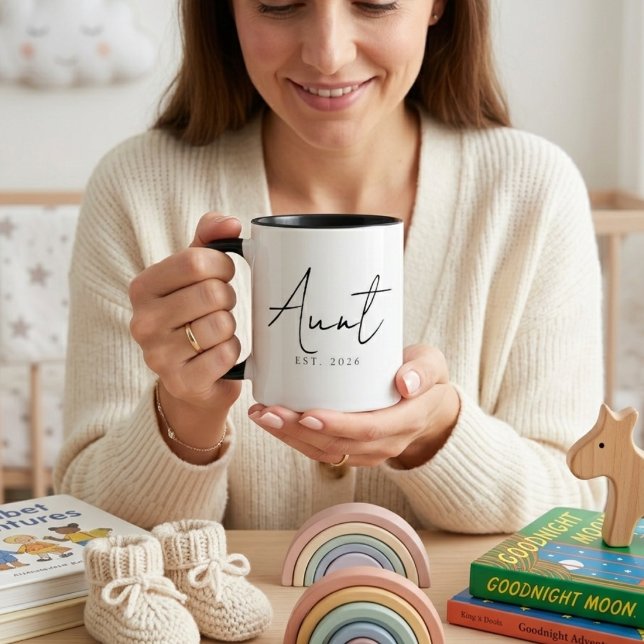 Taza Tía elegante diseño de año EST con letra script mi (Subido por el creador)