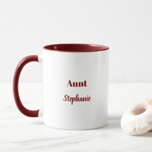 Taza Tía Regalos Nombre Personalizado Borgoña Blanco Ro